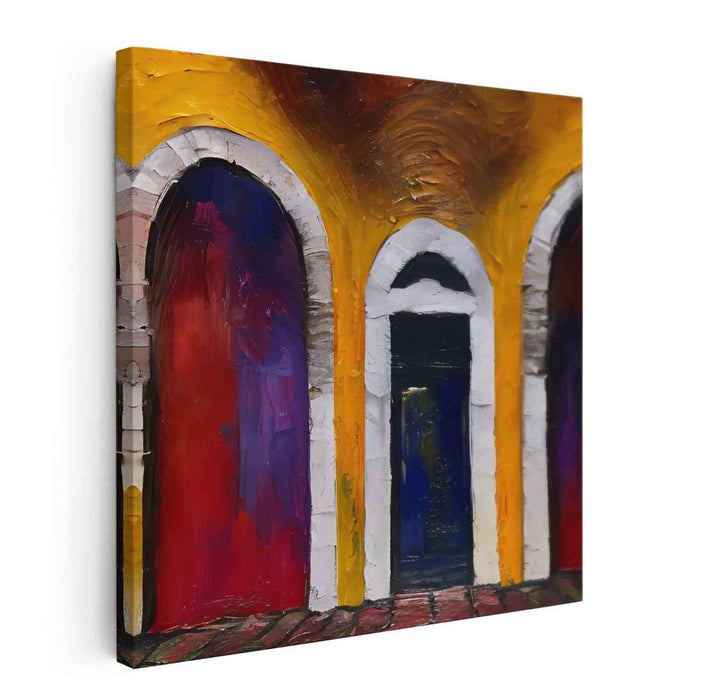 Radiant Arches: Textured Architectural Expressionism Canvas Art