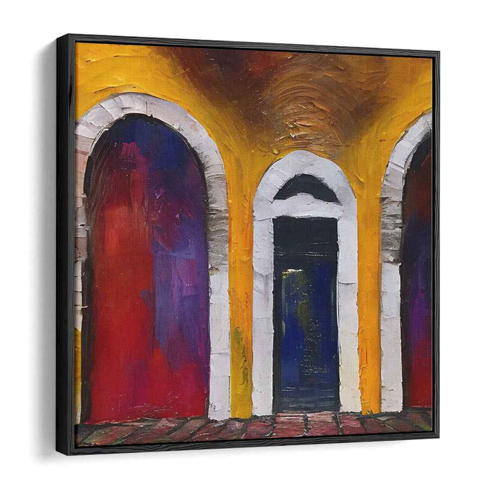 Radiant Arches: Textured Architectural Expressionism Canvas Art