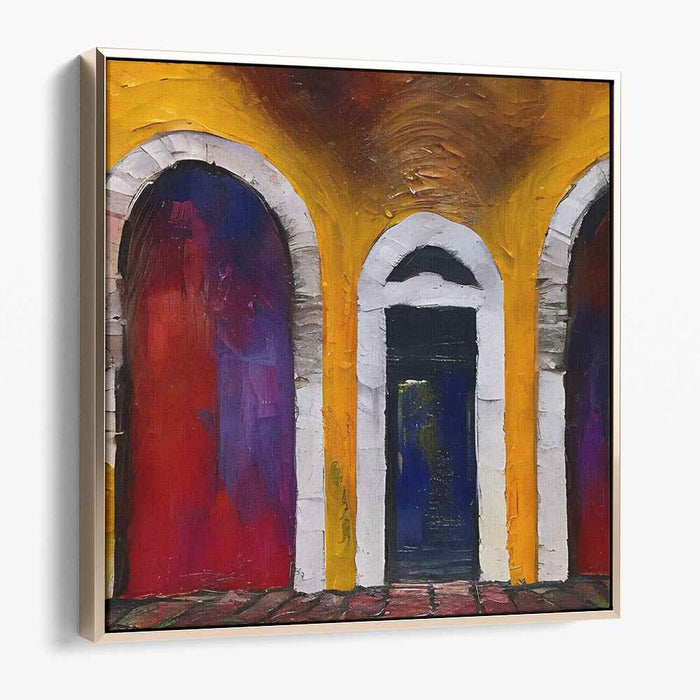 Radiant Arches: Textured Architectural Expressionism Canvas Art