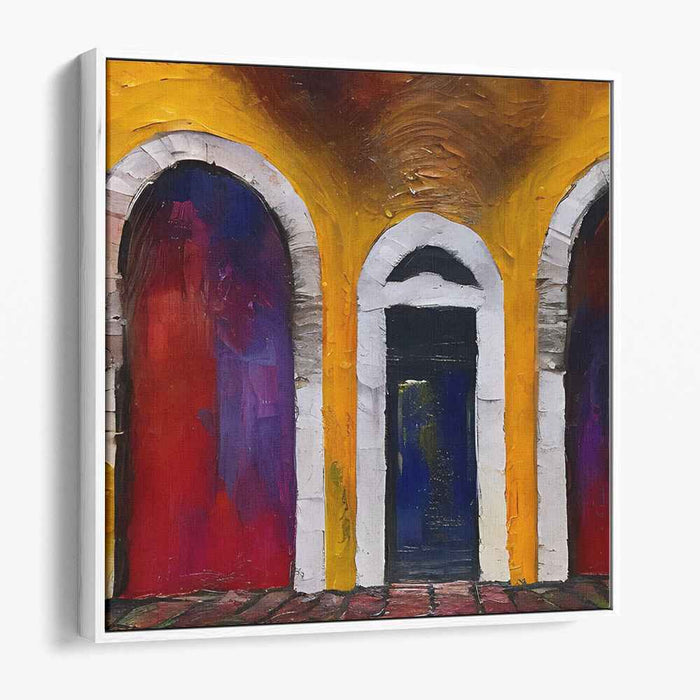 Radiant Arches: Textured Architectural Expressionism Canvas Art