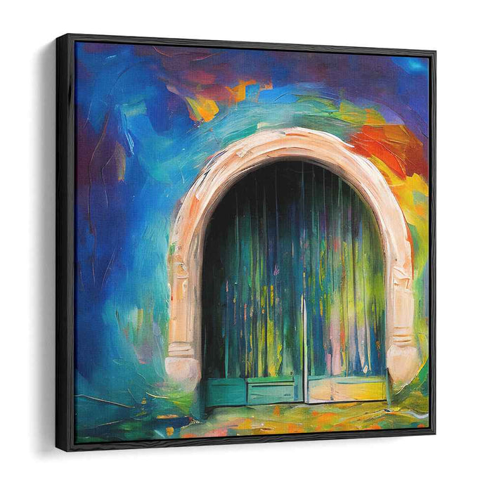 Mystical Archway: Vibrant Abstract Doorway Canvas Art Print