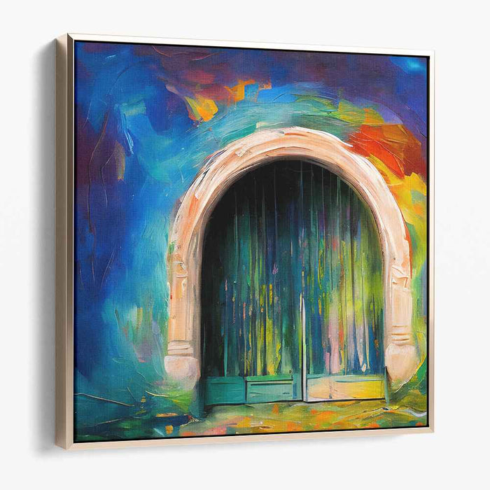 Mystical Archway: Vibrant Abstract Doorway Canvas Art Print