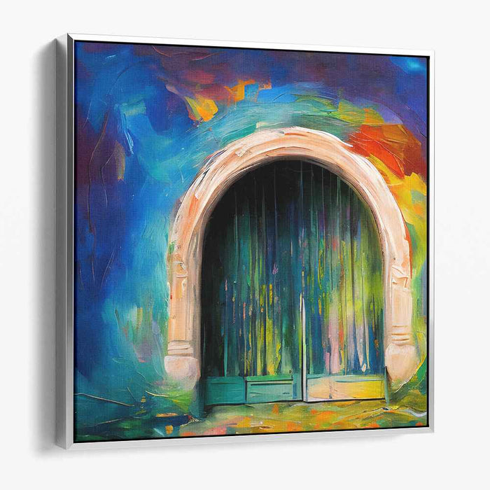 Mystical Archway: Vibrant Abstract Doorway Canvas Art Print
