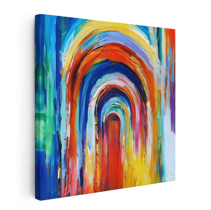 Chromatic Spectrum Passage: Abstract Expressionist Colorful Tunnel Canvas Art Print