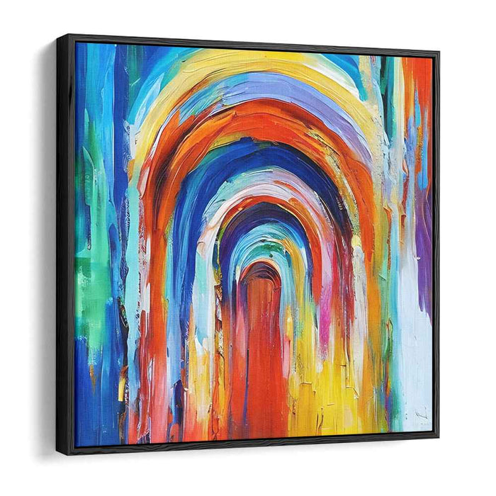 Chromatic Spectrum Passage: Abstract Expressionist Colorful Tunnel Canvas Art Print