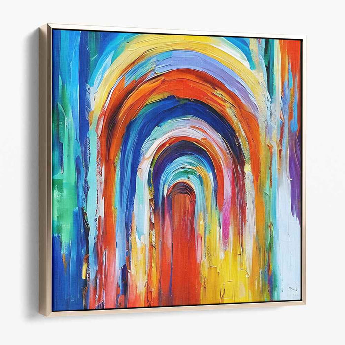 Chromatic Spectrum Passage: Abstract Expressionist Colorful Tunnel Canvas Art Print