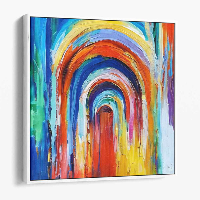 Chromatic Spectrum Passage: Abstract Expressionist Colorful Tunnel Canvas Art Print