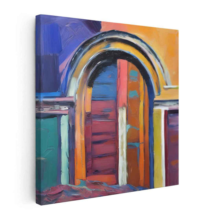 Abstract Portal Symphony: Abstract Expressionist Colorful Archway Canvas Art Print