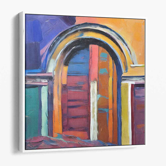 Abstract Portal Symphony: Abstract Expressionist Colorful Archway Canvas Art Print