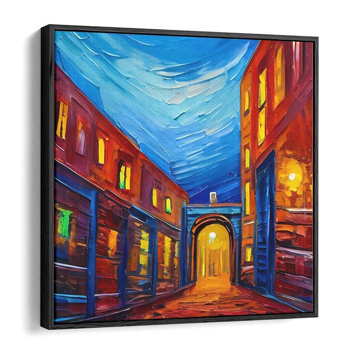 Enigmatic Alley: A Journey Through Color and Light Canvas Art Print