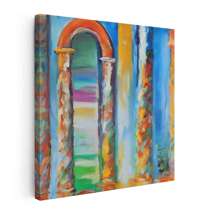 Abstract Arches Dancing Shadows: Abstract Architectural Expressionism Canvas Art Print