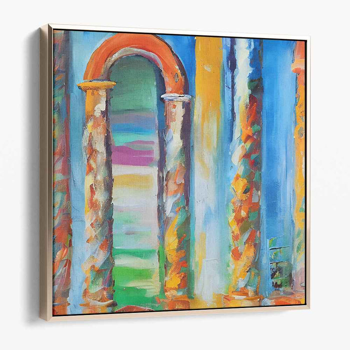 Abstract Arches Dancing Shadows: Abstract Architectural Expressionism Canvas Art Print