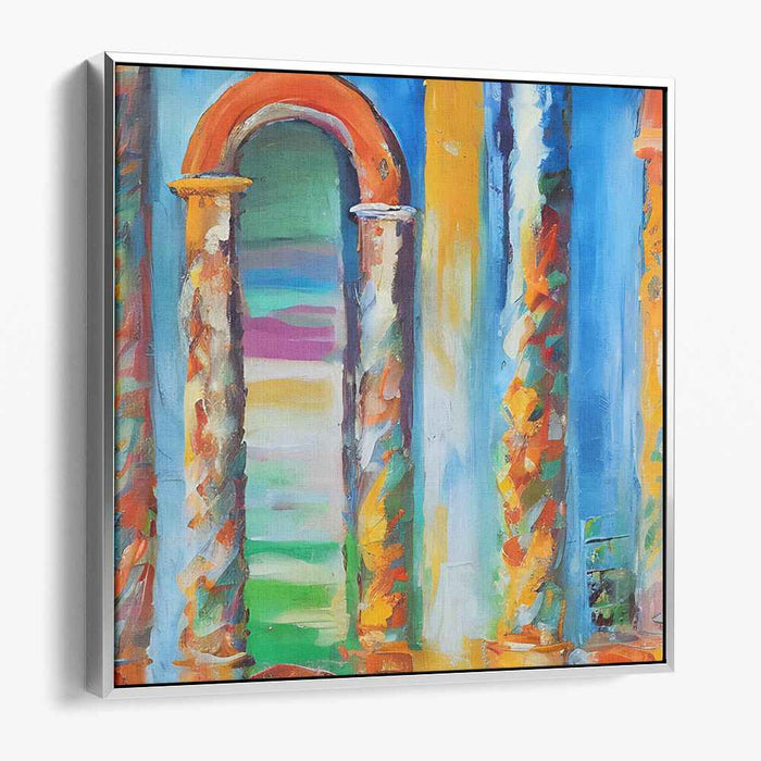 Abstract Arches Dancing Shadows: Abstract Architectural Expressionism Canvas Art Print