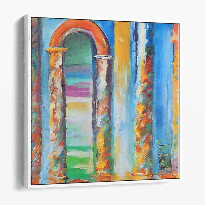 Abstract Arches Dancing Shadows: Abstract Architectural Expressionism Canvas Art Print