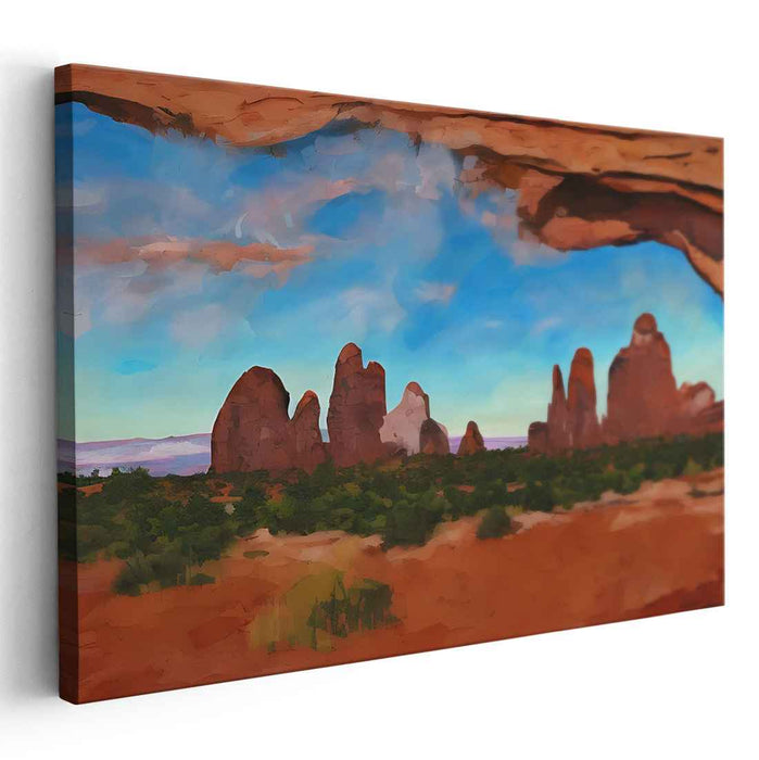 Ethereal Geology Symphony: Awe-Inspiring Rock Formations and Vibrant Sky Canvas Art