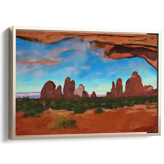 Ethereal Geology Symphony: Awe-Inspiring Rock Formations and Vibrant Sky Canvas Art