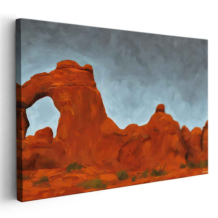 Crimson Cliffs Impressions: Red Rock Landscape Canvas Art Print
