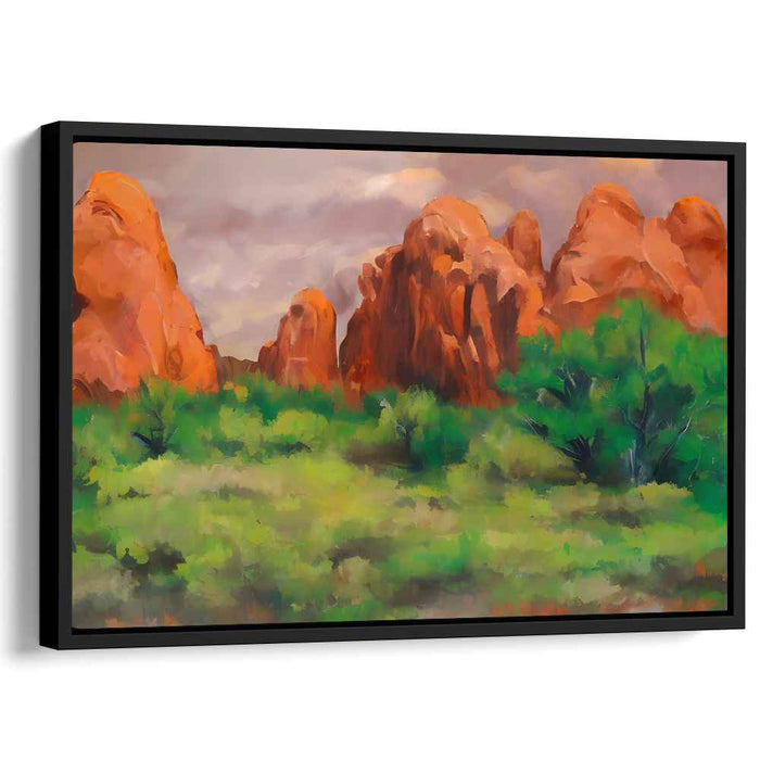 Canyon's Ember Glow: Majestic Red Rock Landscape Canvas Art Print