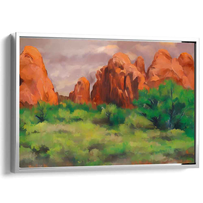 Canyon's Ember Glow: Majestic Red Rock Landscape Canvas Art Print