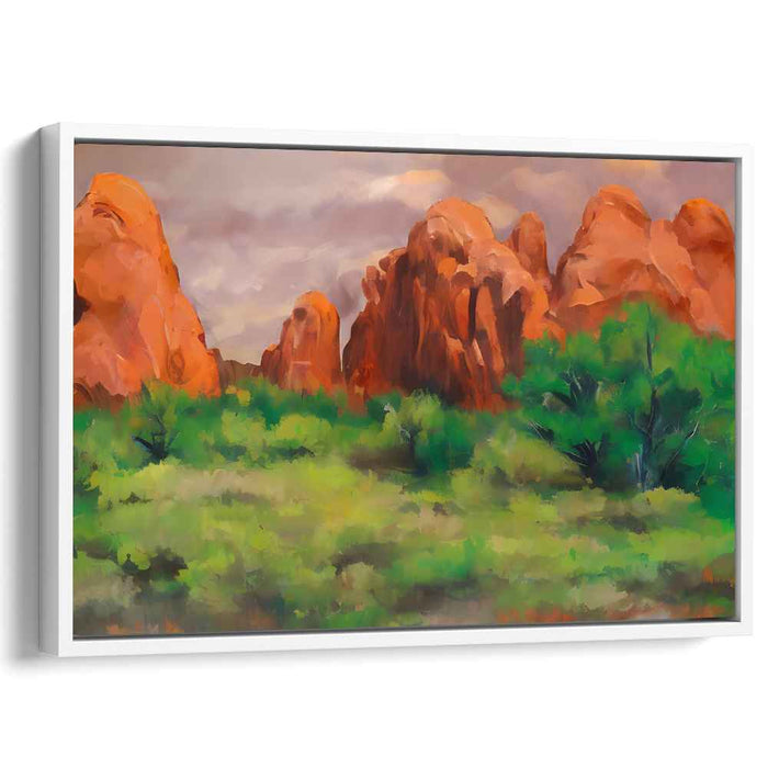 Canyon's Ember Glow: Majestic Red Rock Landscape Canvas Art Print