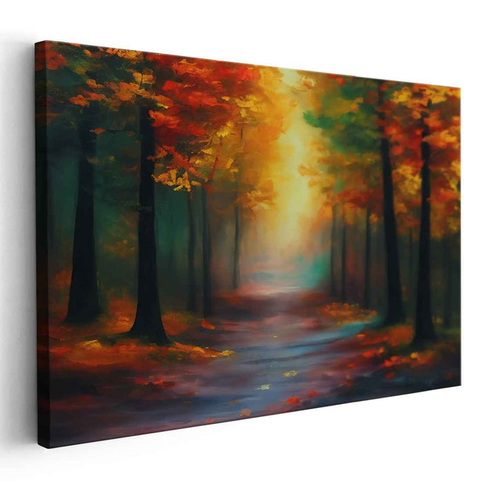 Forest Stroll: Impressionist Woodland Path Canvas Art Print