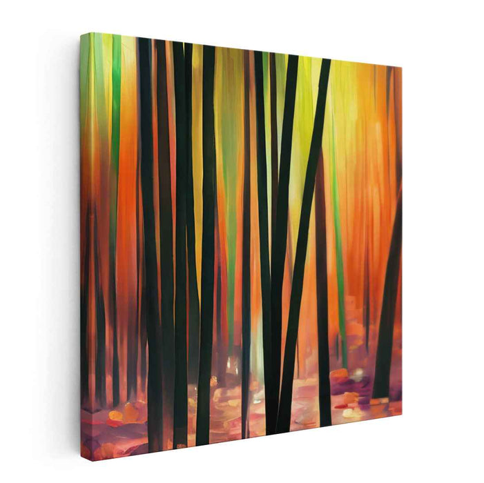 Chromatic Windswept Abstraction: Abstract Expressionist Autumn Canvas Art Print