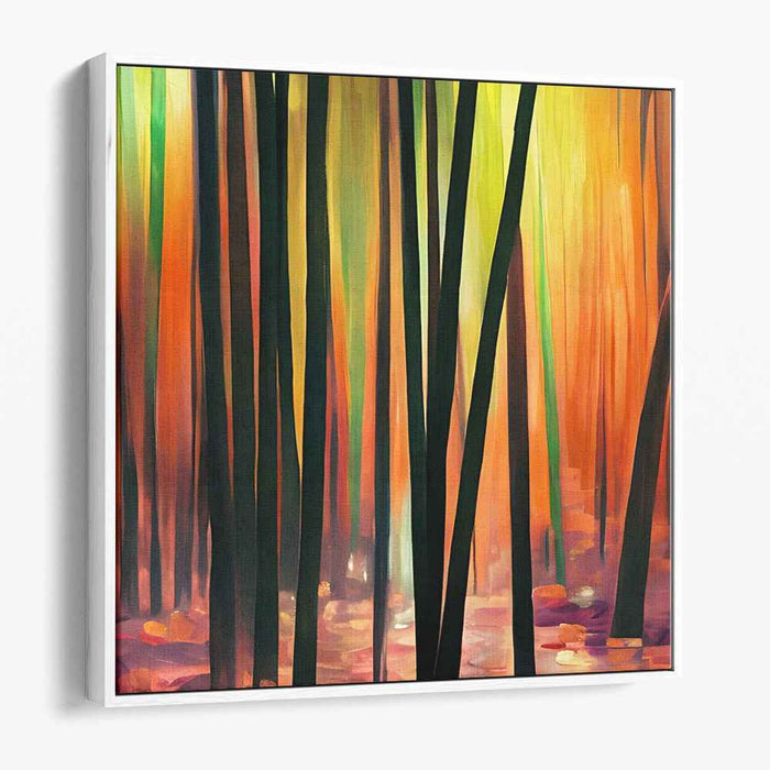 Chromatic Windswept Abstraction: Abstract Expressionist Autumn Canvas Art Print