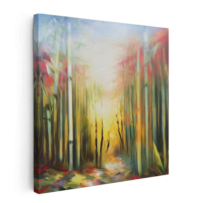 Enchanted Trail Luminescence: Luminous Forest Path Canvas Art