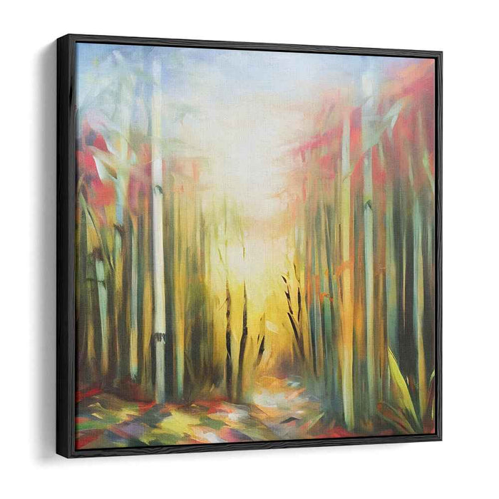 Enchanted Trail Luminescence: Luminous Forest Path Canvas Art