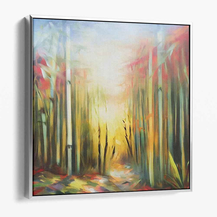 Enchanted Trail Luminescence: Luminous Forest Path Canvas Art