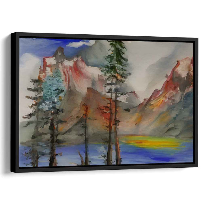 Misty Horizons Dance: Watercolor Landscape Canvas Art Print