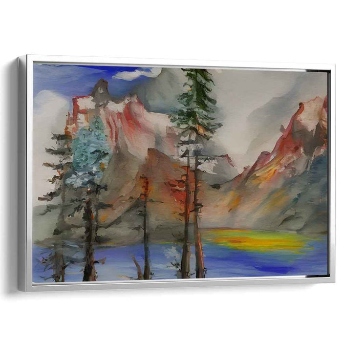Misty Horizons Dance: Watercolor Landscape Canvas Art Print
