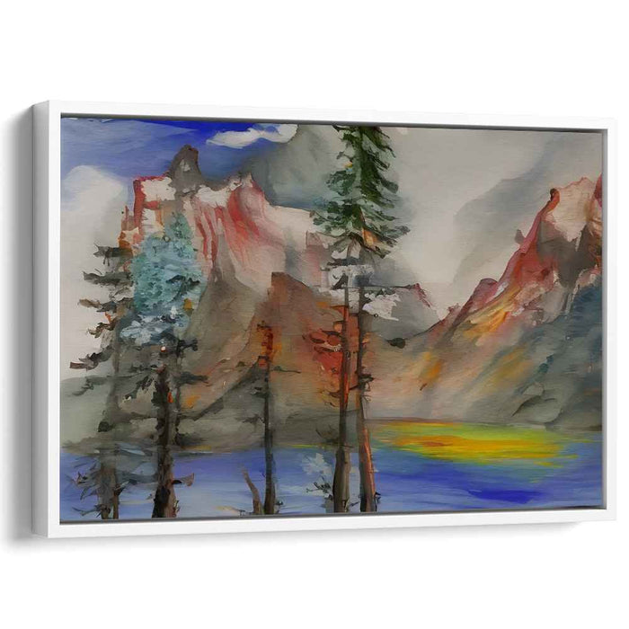 Misty Horizons Dance: Watercolor Landscape Canvas Art Print