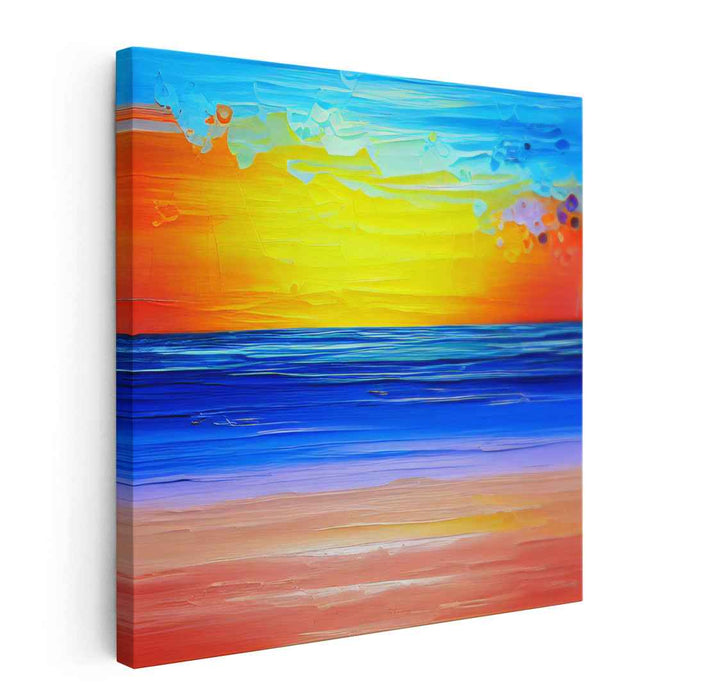 Radiant Sunset Over Tranquil Ocean: Impressionist Canvas Art