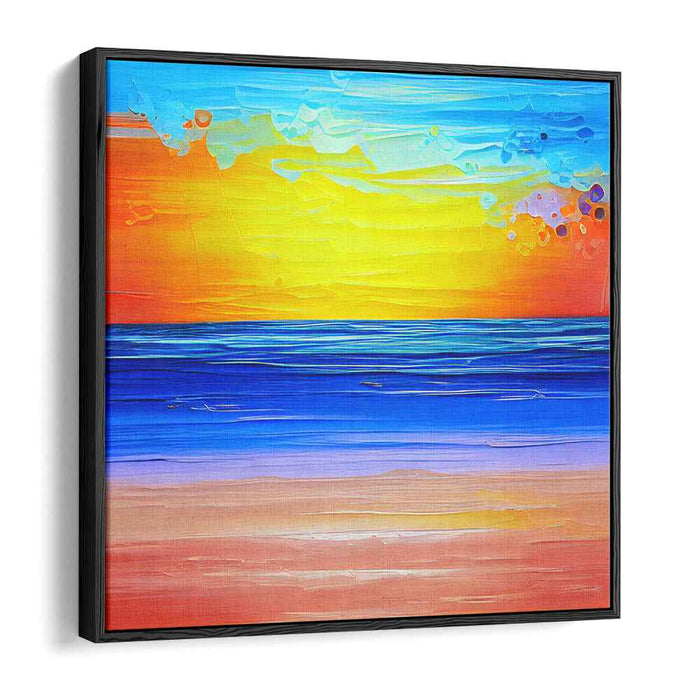 Radiant Sunset Over Tranquil Ocean: Impressionist Canvas Art