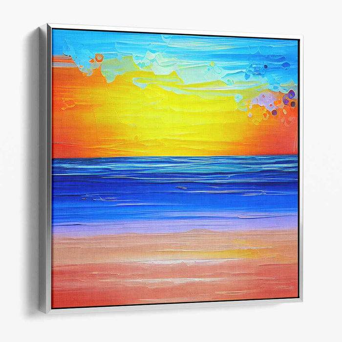 Radiant Sunset Over Tranquil Ocean: Impressionist Canvas Art