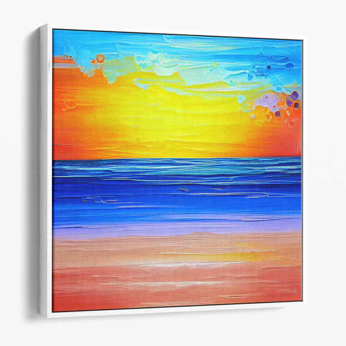 Radiant Sunset Over Tranquil Ocean: Impressionist Canvas Art