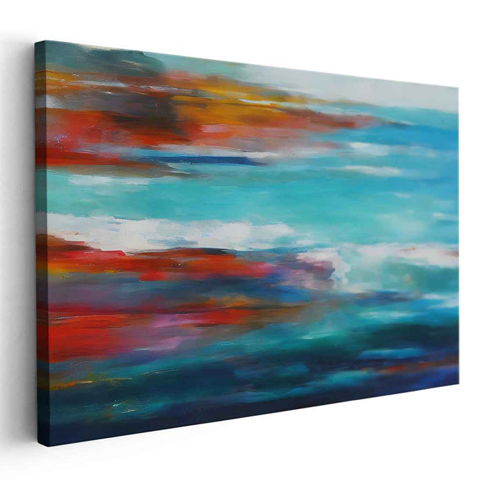 Distant Horizon Reverie: Abstract Impressionist Seascape Canvas Art Print