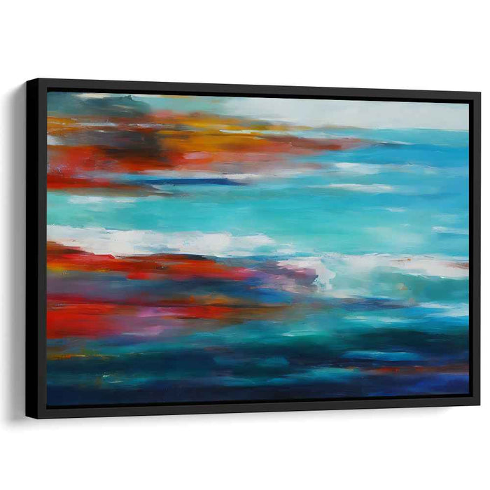 Distant Horizon Reverie: Abstract Impressionist Seascape Canvas Art Print