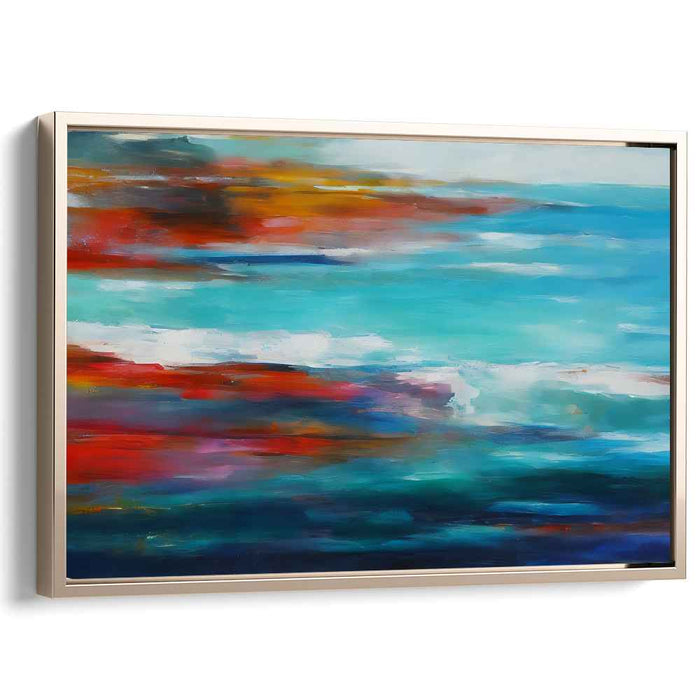 Distant Horizon Reverie: Abstract Impressionist Seascape Canvas Art Print