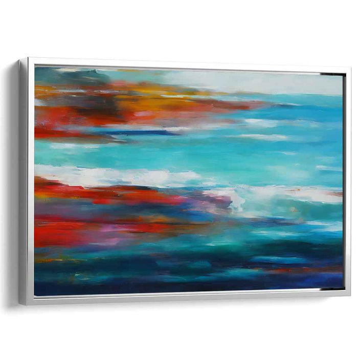 Distant Horizon Reverie: Abstract Impressionist Seascape Canvas Art Print