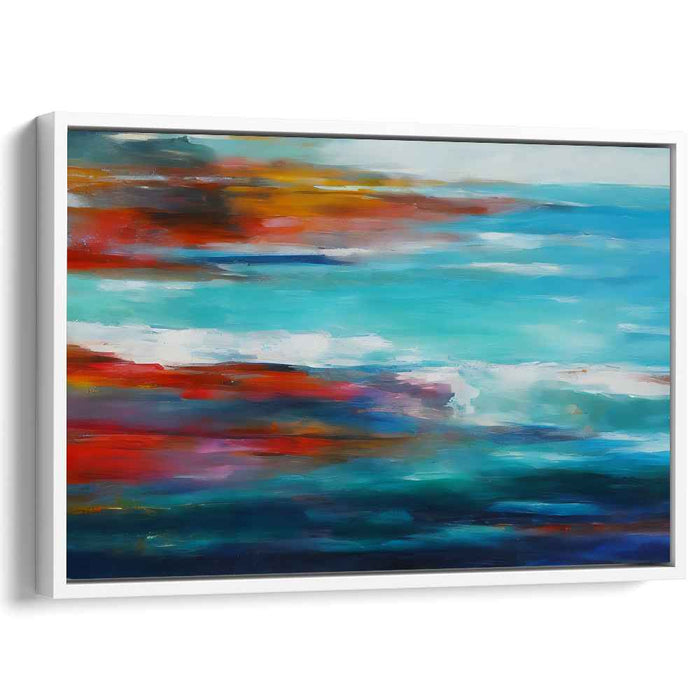 Distant Horizon Reverie: Abstract Impressionist Seascape Canvas Art Print