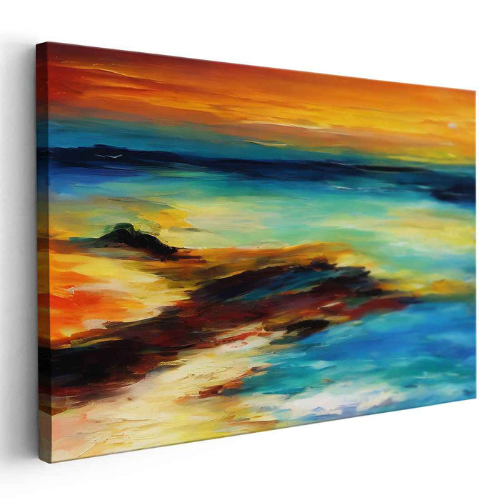 Oceanic Glow Canvas Print: Vibrant Coastal Seascape Canvas Art Print