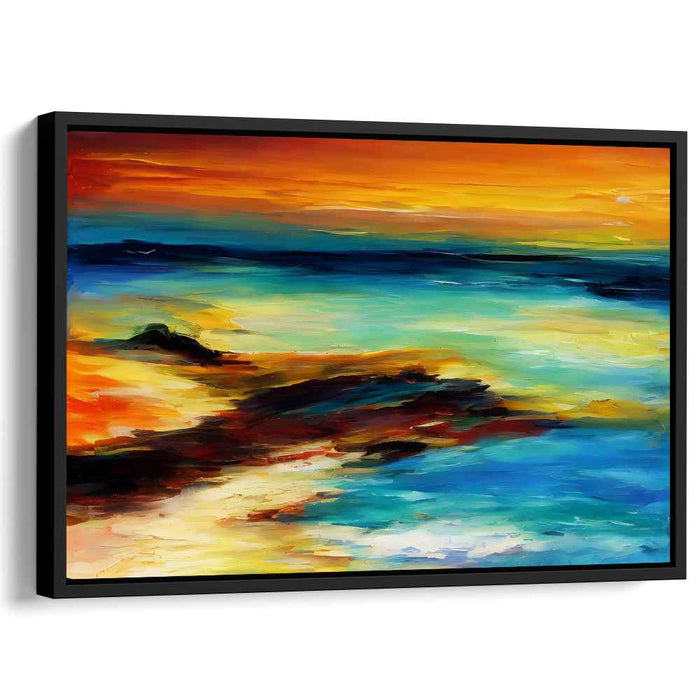 Oceanic Glow Canvas Print: Vibrant Coastal Seascape Canvas Art Print