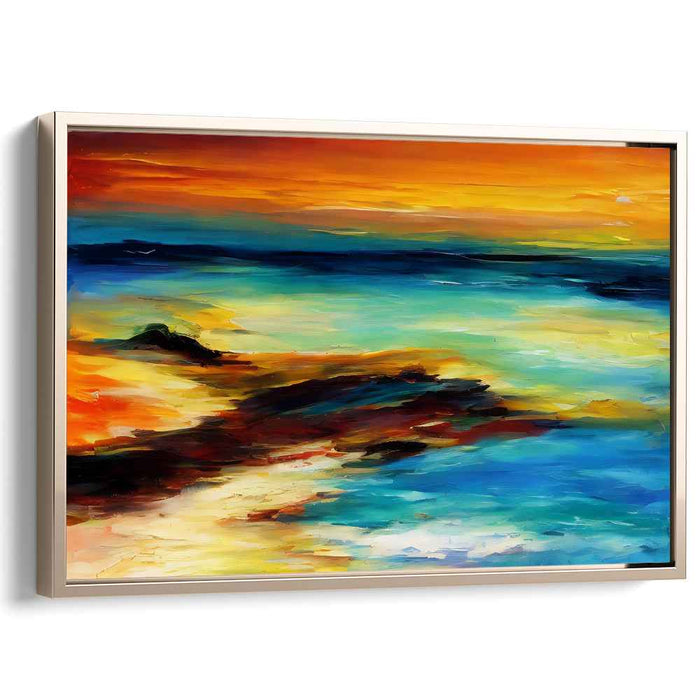 Oceanic Glow Canvas Print: Vibrant Coastal Seascape Canvas Art Print