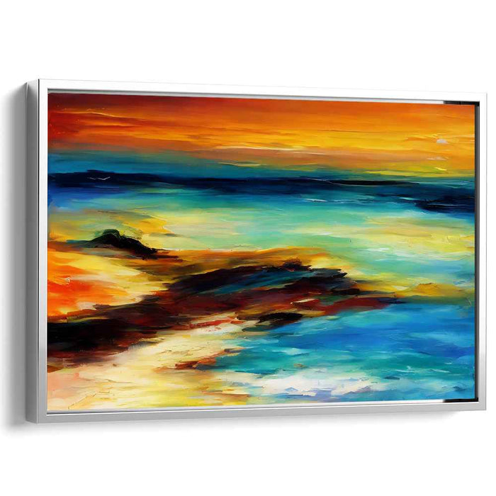 Oceanic Glow Canvas Print: Vibrant Coastal Seascape Canvas Art Print