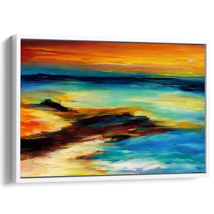 Oceanic Glow Canvas Print: Vibrant Coastal Seascape Canvas Art Print