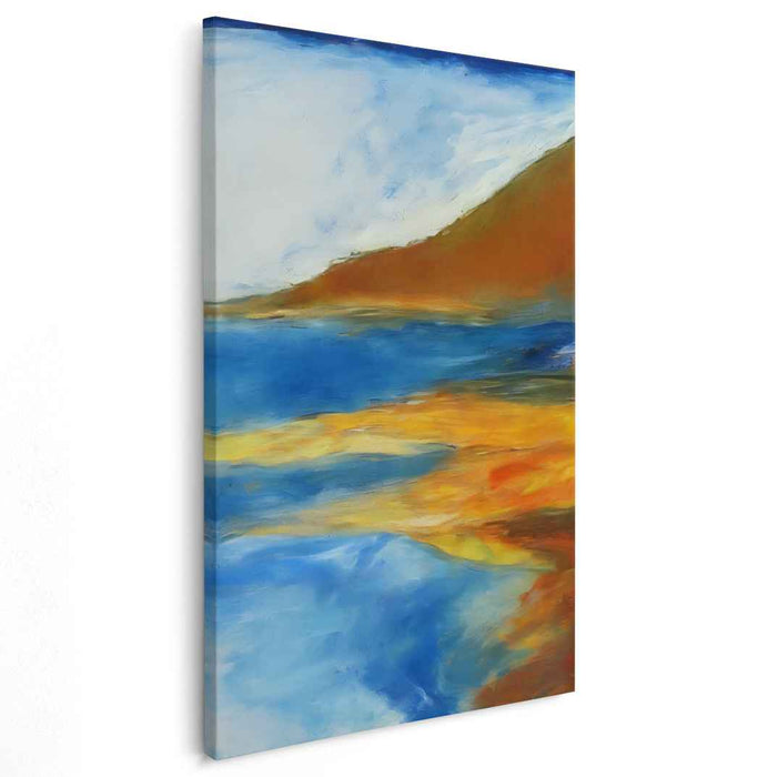 Blaze & Chill: Abstract Expressionist Landscape in Fiery Orange and Cool Blues