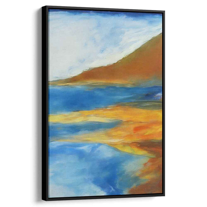 Blaze & Chill: Abstract Expressionist Landscape in Fiery Orange and Cool Blues