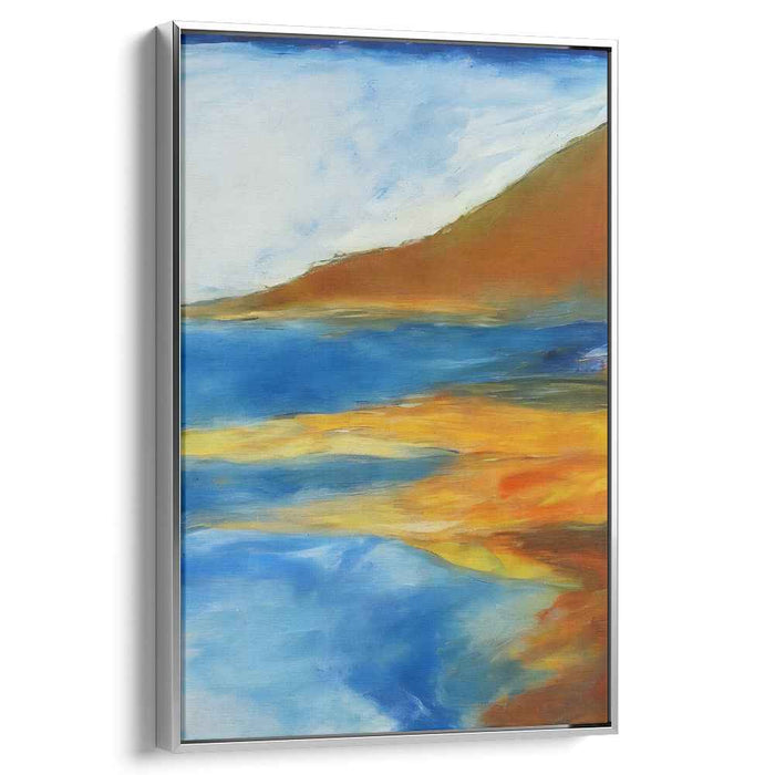 Blaze & Chill: Abstract Expressionist Landscape in Fiery Orange and Cool Blues